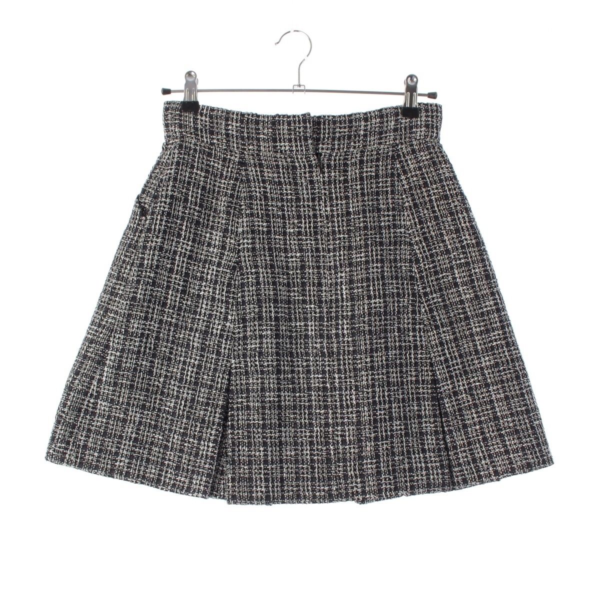 Chanel CC Logo Mixed Tweed Middle Skirt Black Silver 36 — view 2