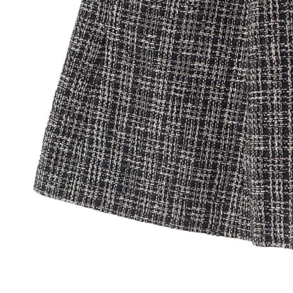 Chanel CC Logo Mixed Tweed Middle Skirt Black Silver 36 — view 4