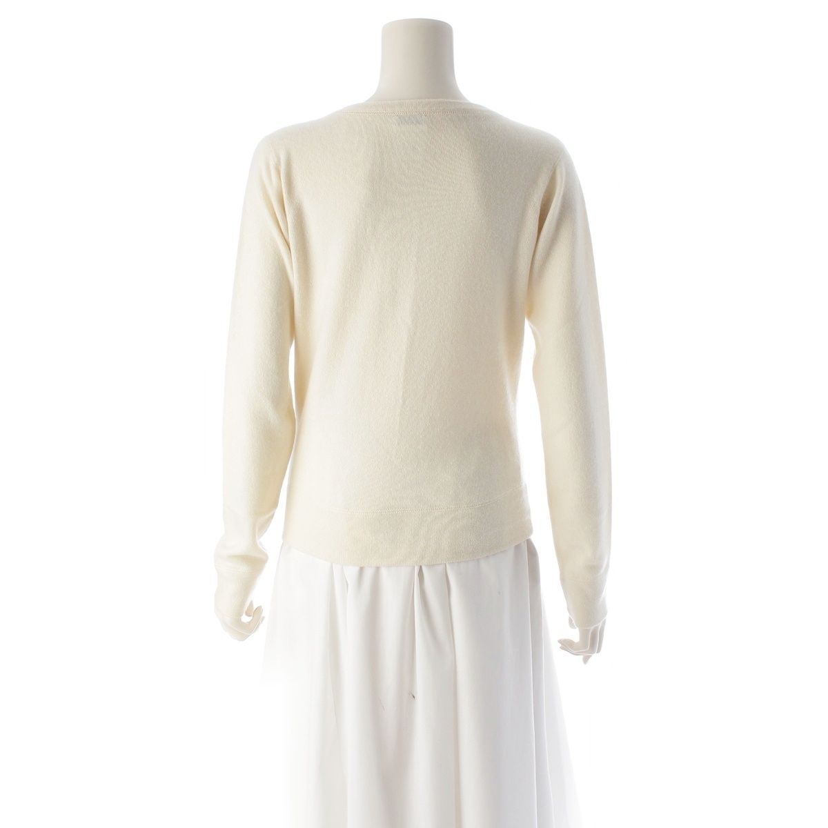Chanel Cashmere CC Logo Patch Crew Neck Sweater Knit Top Ivory 36 — view 4