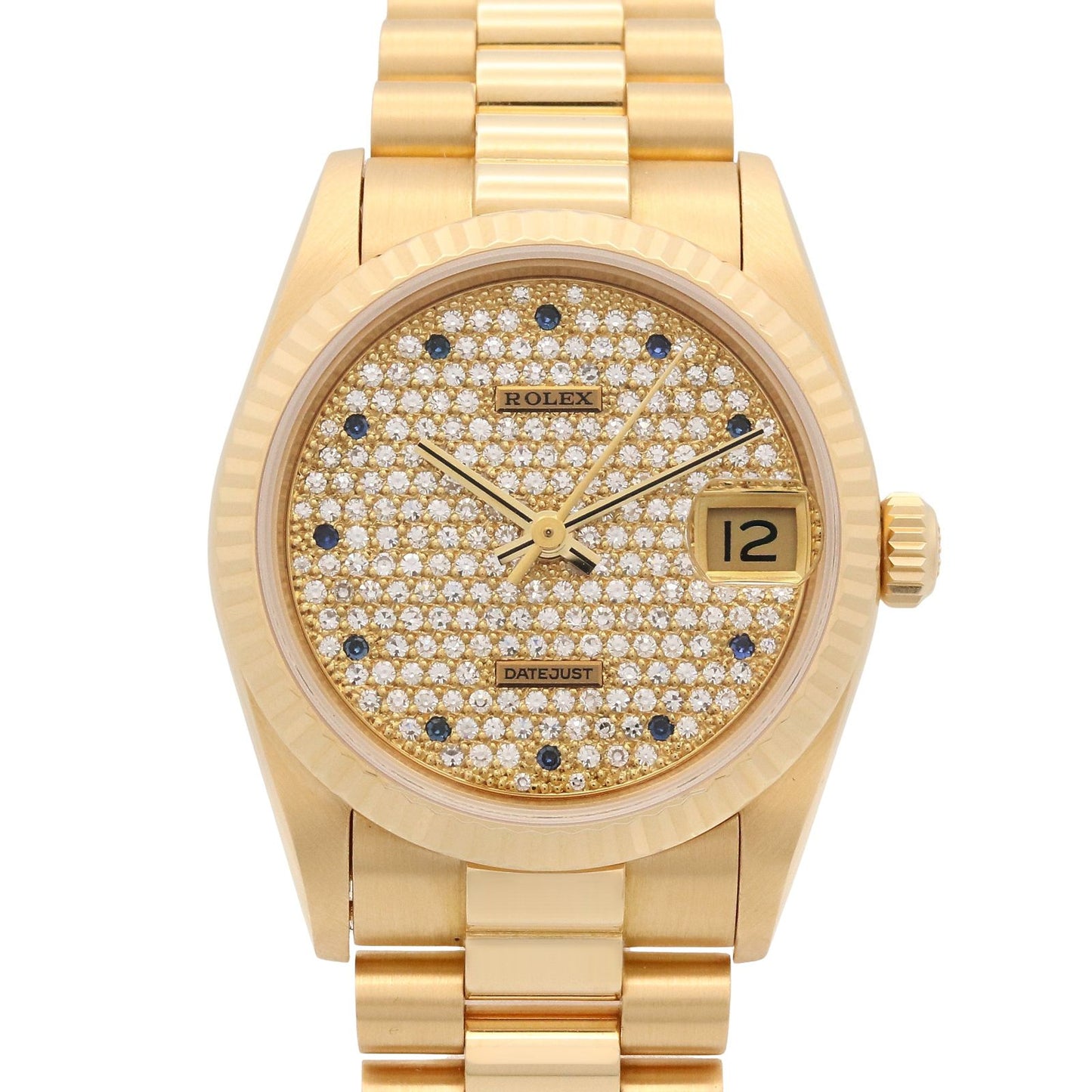 Rolex Watch Datejust Pave Diamond Saffiano L Number 18k