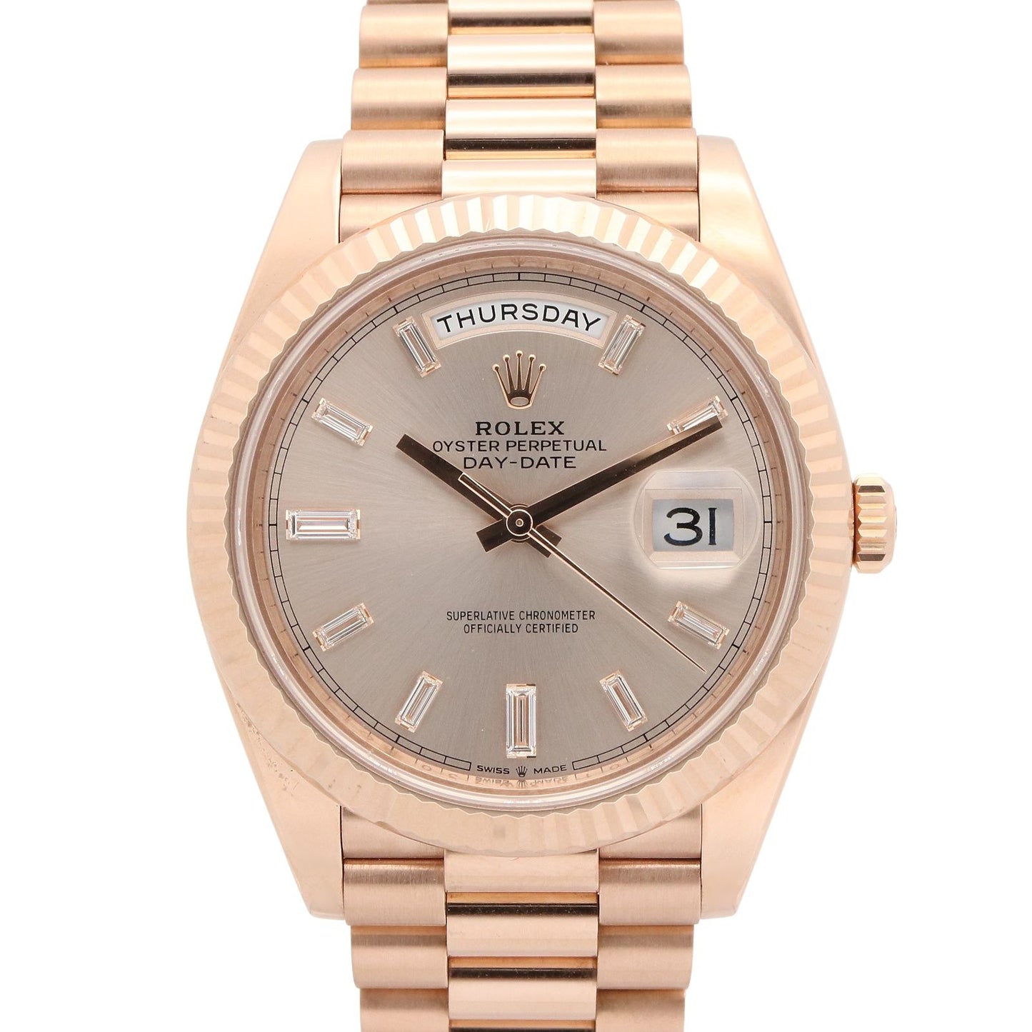 Rolex Watch Day Date Diamond Sundust 18k Pink Gold