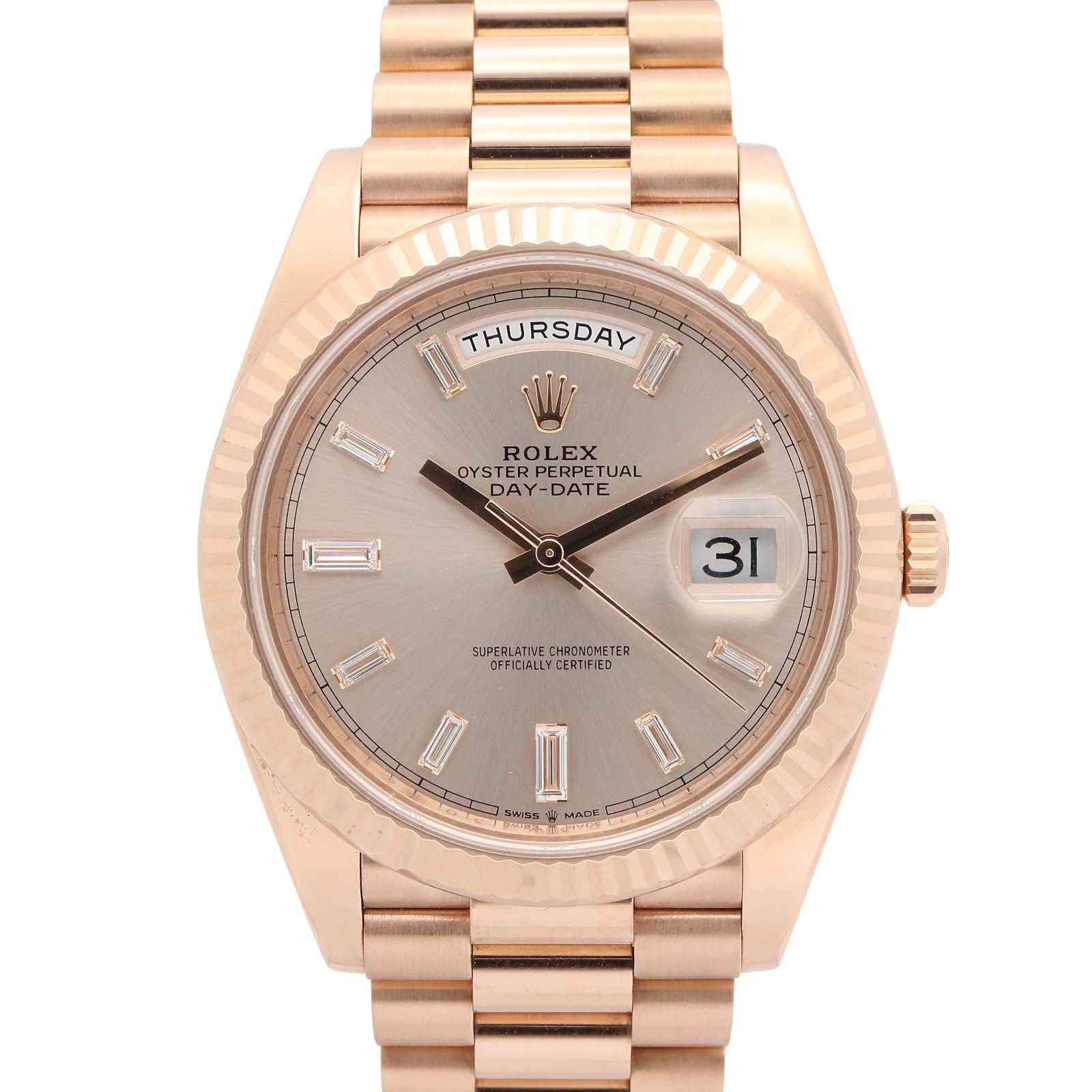 Rolex Watch Day Date Diamond Sundust 18k Pink Gold