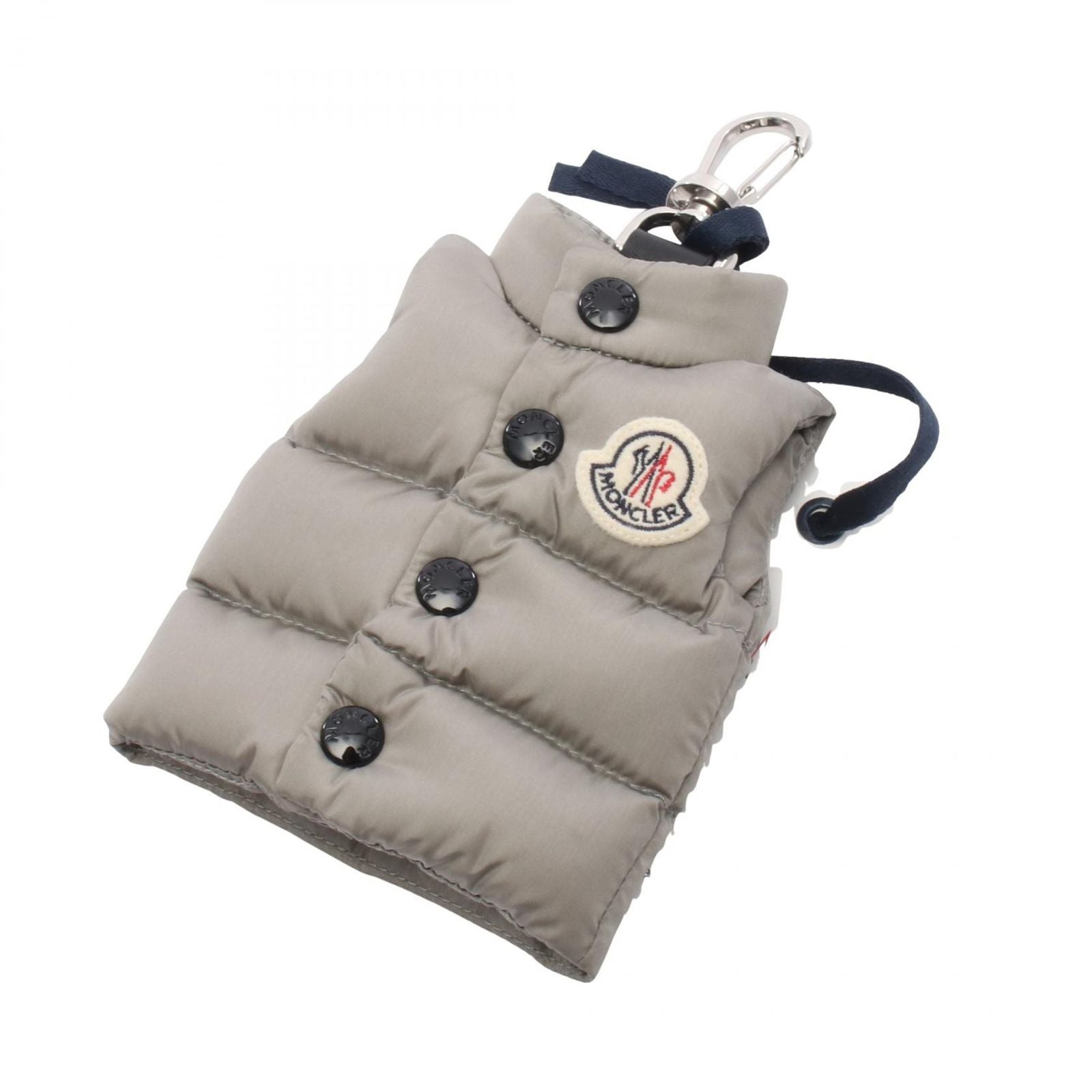 Moncler Charm Vest with Key Ring Gray Nylon Leather