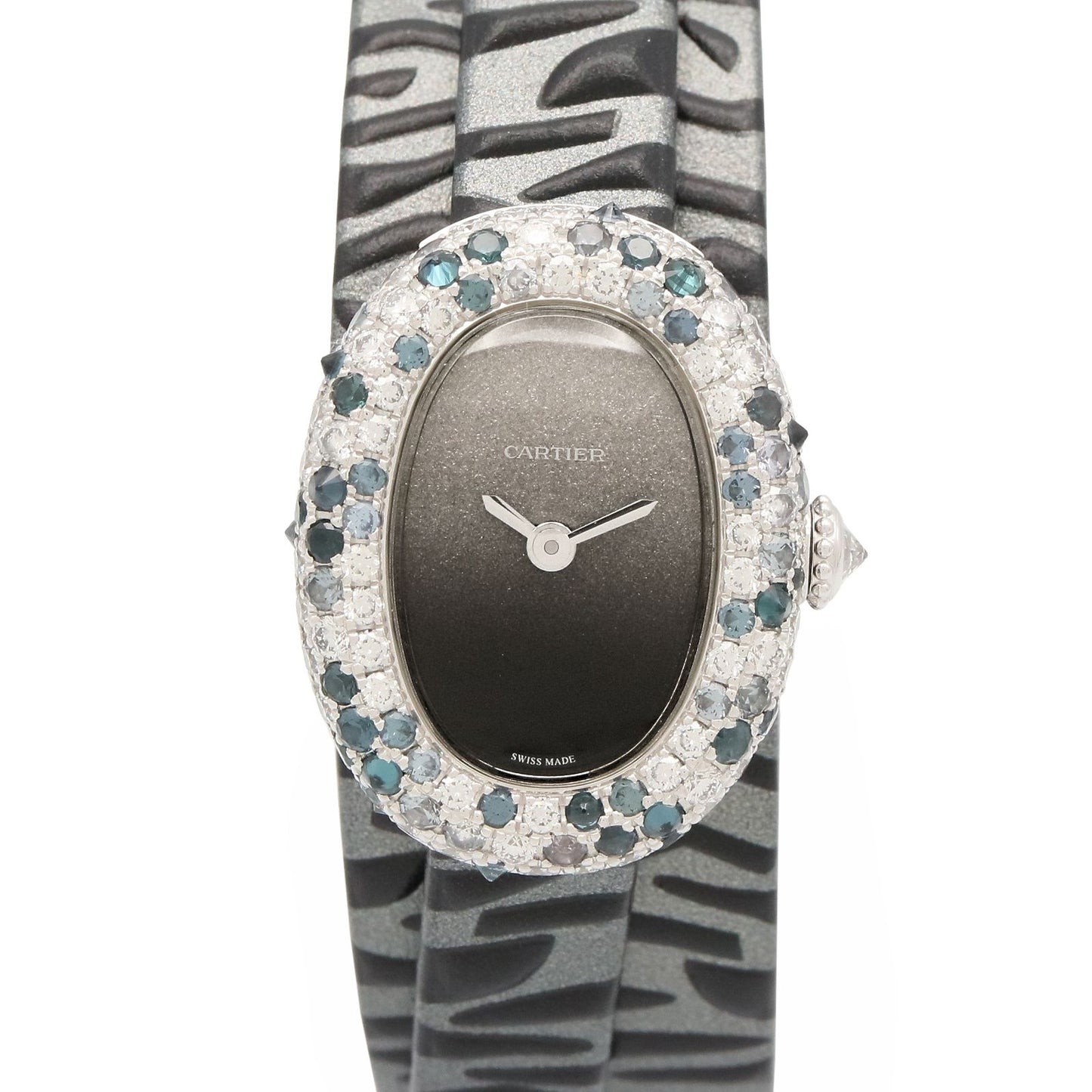 Cartier Watch Mini Vendome Gray 18k White Gold Diamond Venuir