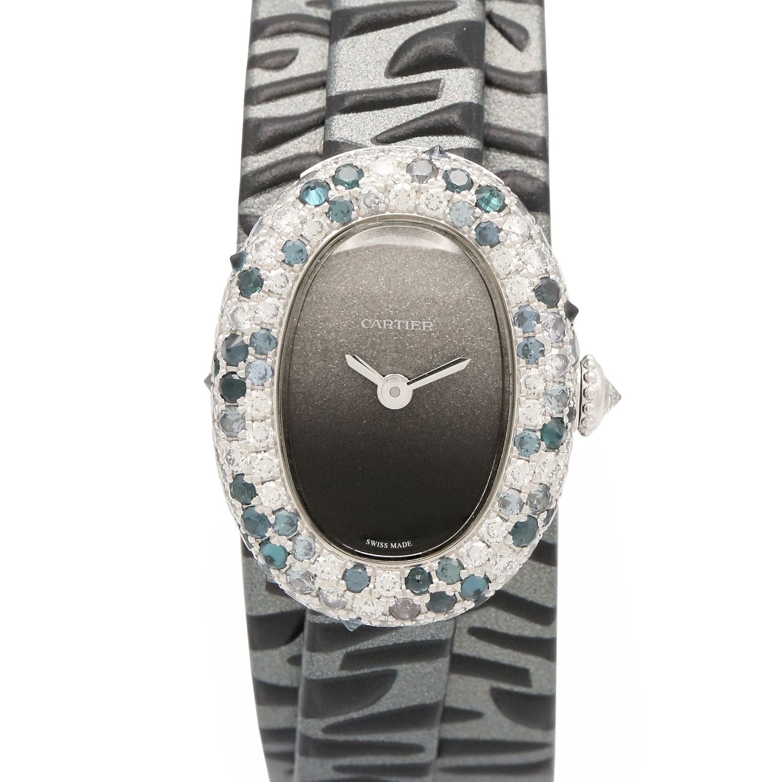 Cartier Watch Mini Vendome Gray 18k White Gold Diamond Venuir