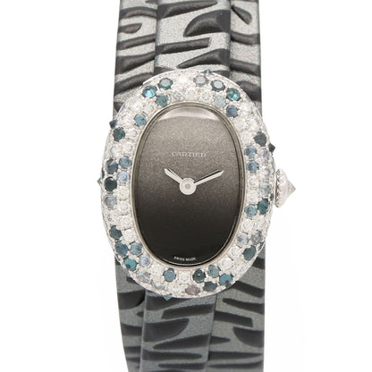 Cartier Watch Mini Vendome Gray 18k White Gold Diamond Venuir