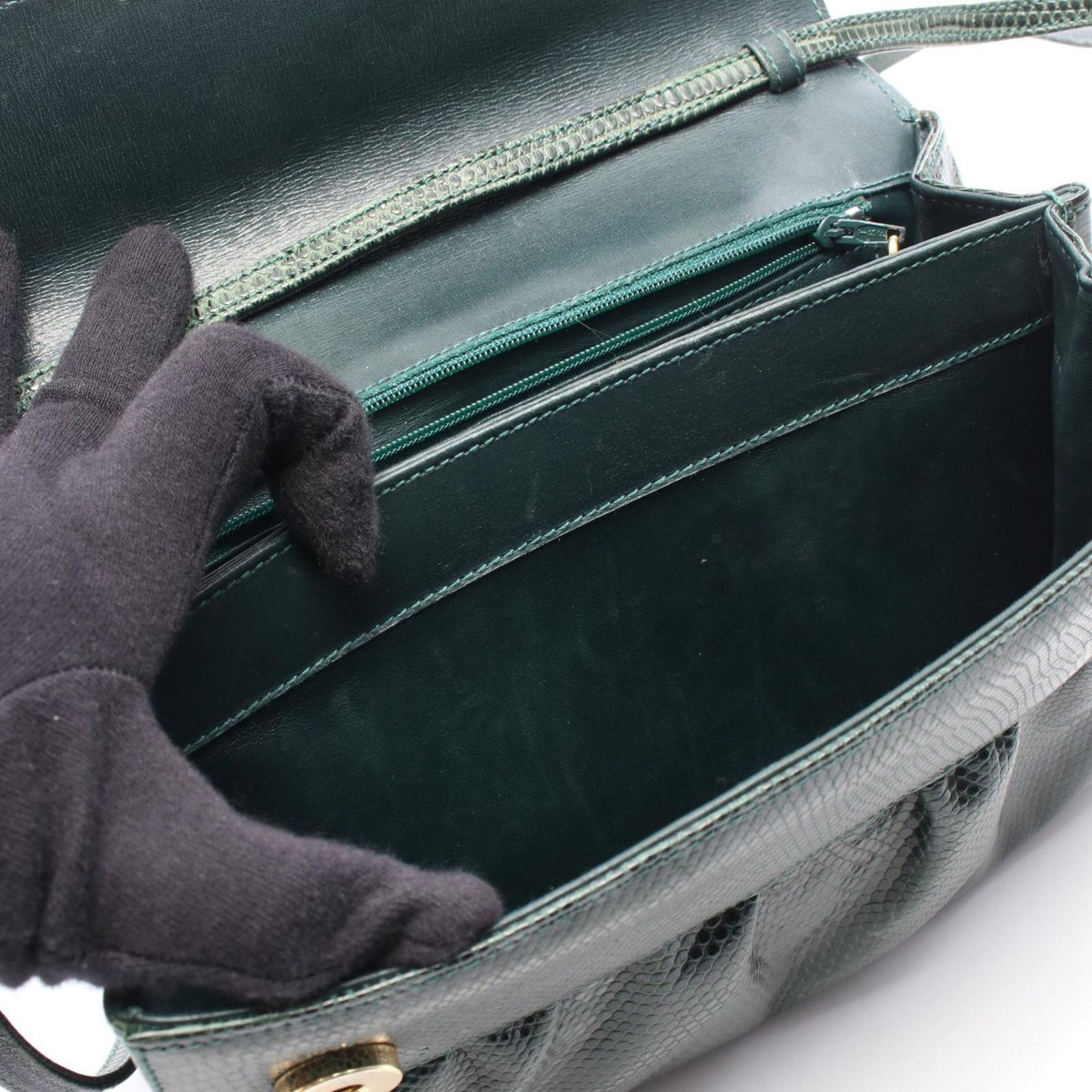 Gucci Shoulder Bag Vintage Green Exotic Leather — view 7