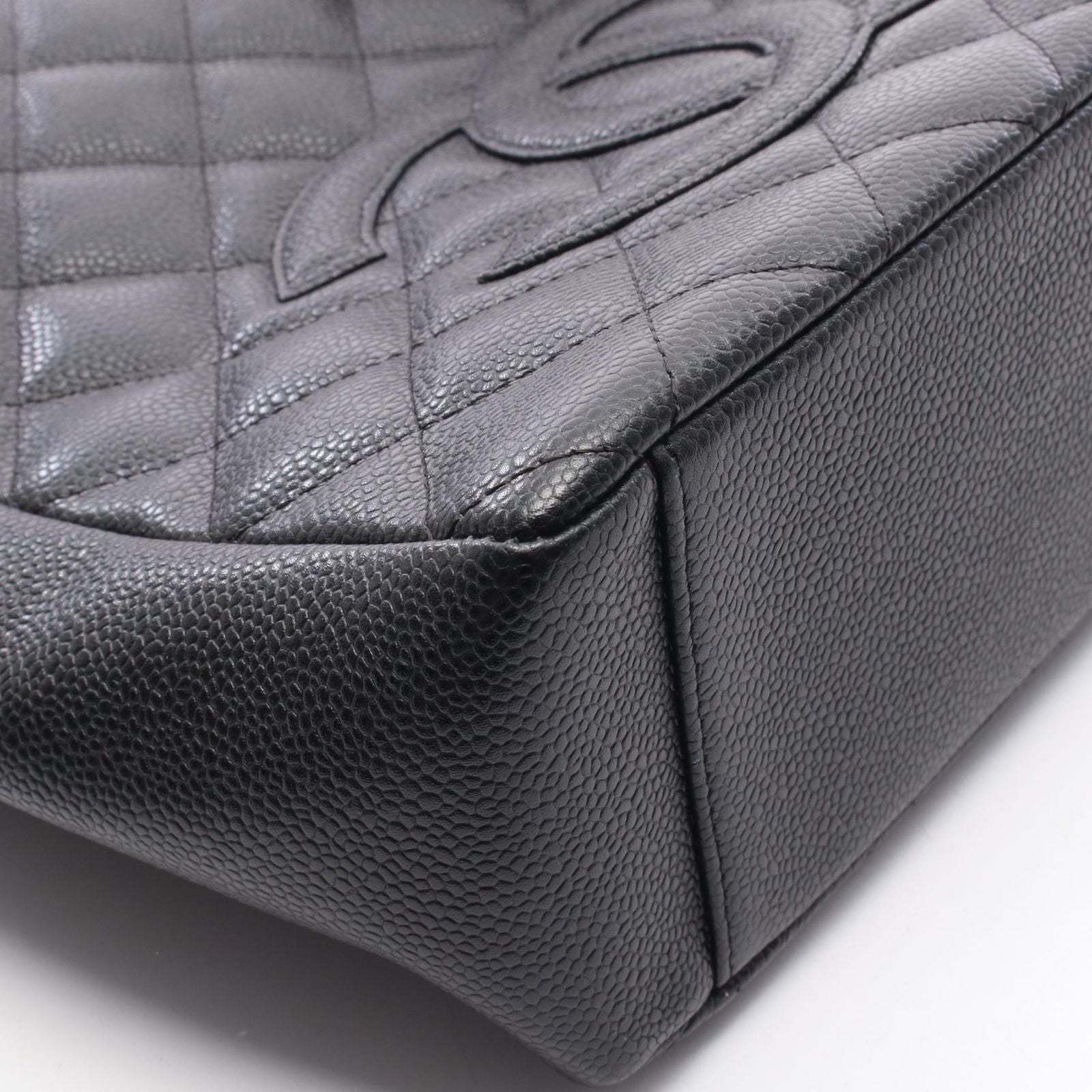 Chanel Tote Quilted Petite Shopping PST Black Caviar Leather Chain — view 8