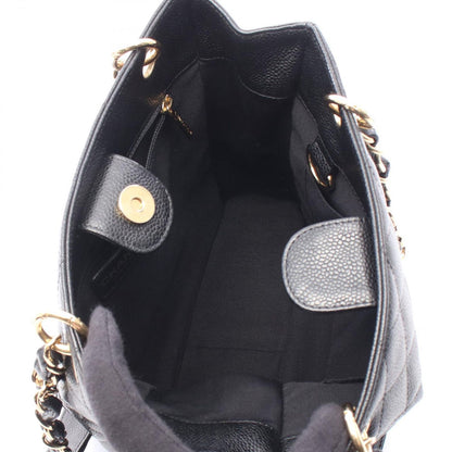 Chanel Tote Quilted Petite Shopping PST Black Caviar Leather Chain — view 3