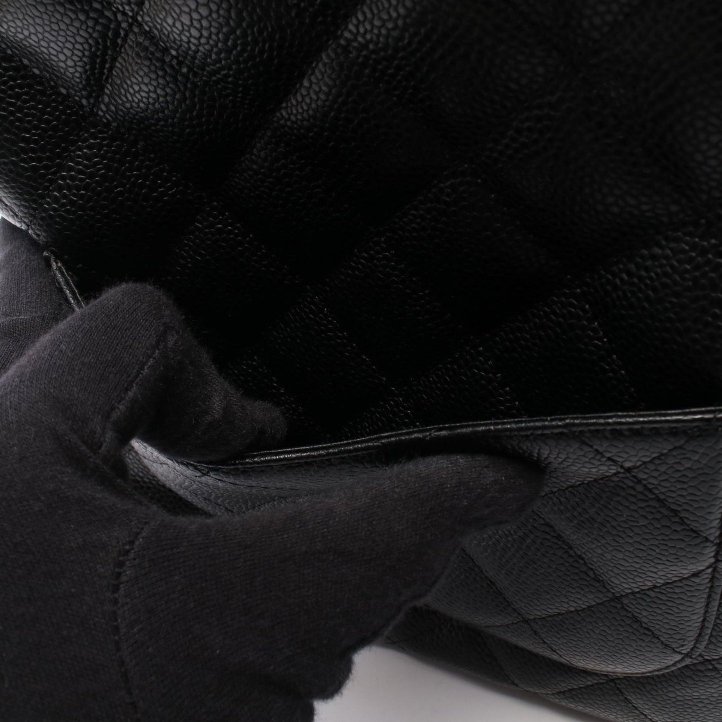 Chanel Tote Quilted Petite Shopping PST Black Caviar Leather Chain — view 9