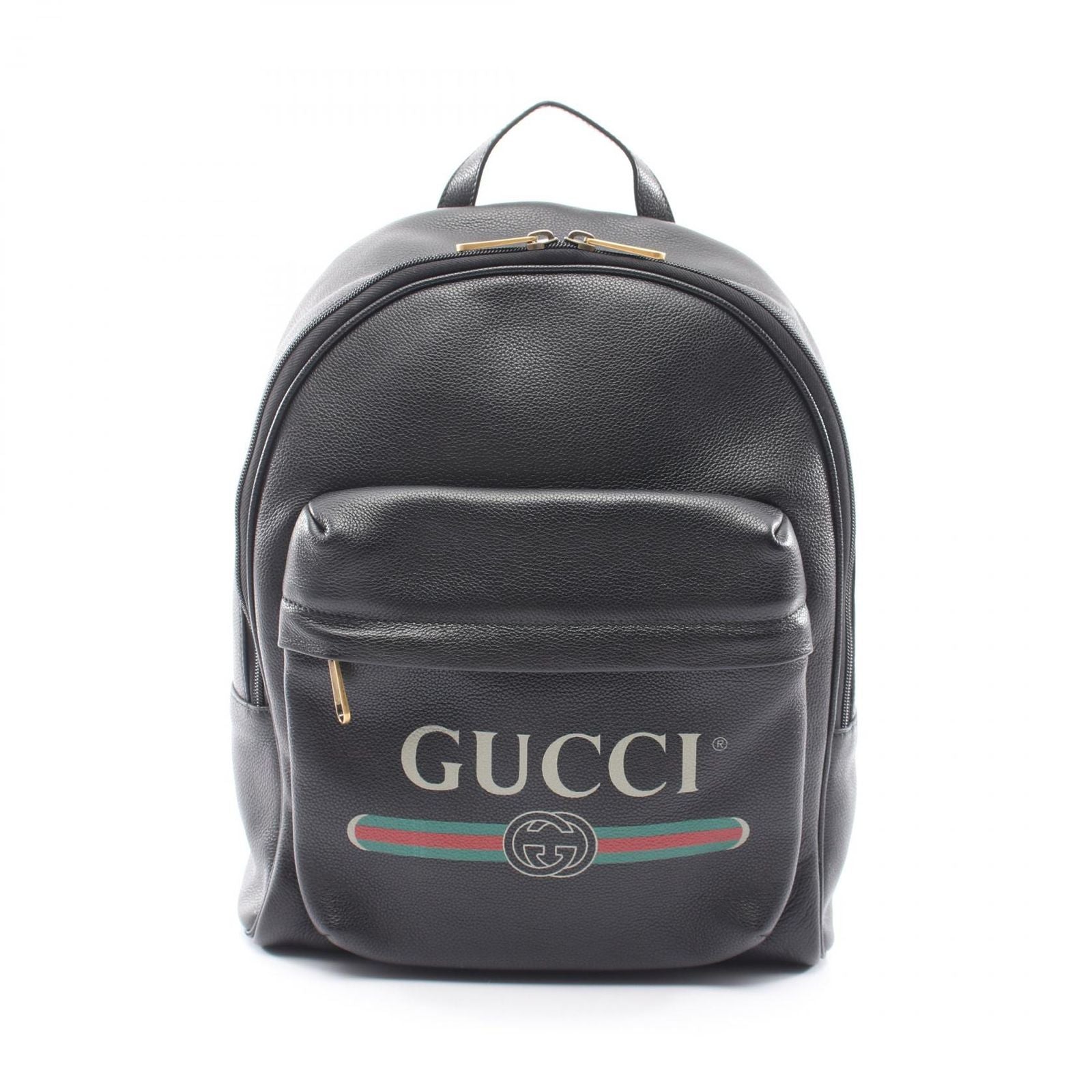 Gucci Backpack Sherry Line Black Leather Logo Print