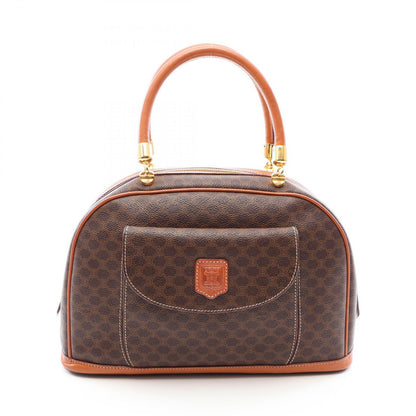 Celine Handbag Macadam Dark Brown Canvas Leather