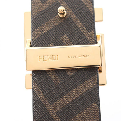 Fendi Belt Round FF Zucca Reversible Black Brown Leather — view 4