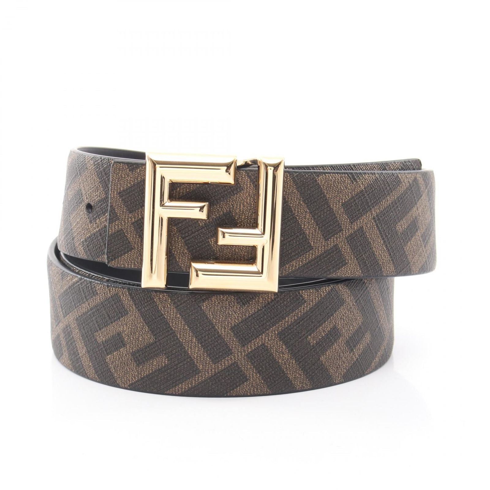 Fendi Belt Round FF Zucca Reversible Black Brown Leather — view 5
