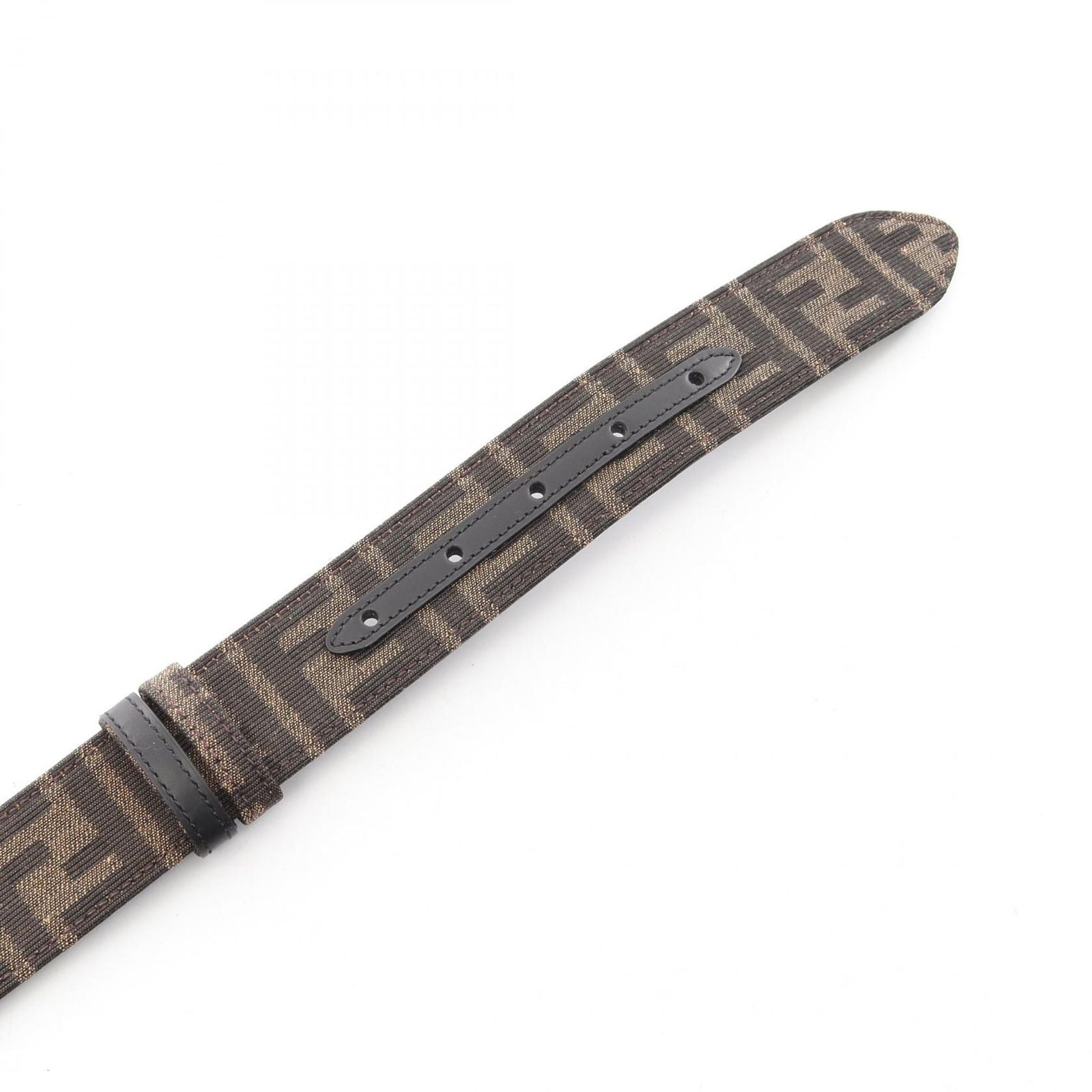 Fendi Belt FF Logo Buckle Gold Reversible Black Brown Canvas Leather — view 3