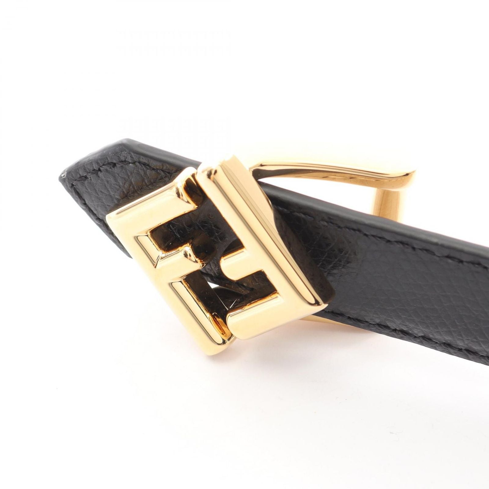 Fendi Belt FF Diamond Gold Reversible Black Beige Leather — view 2