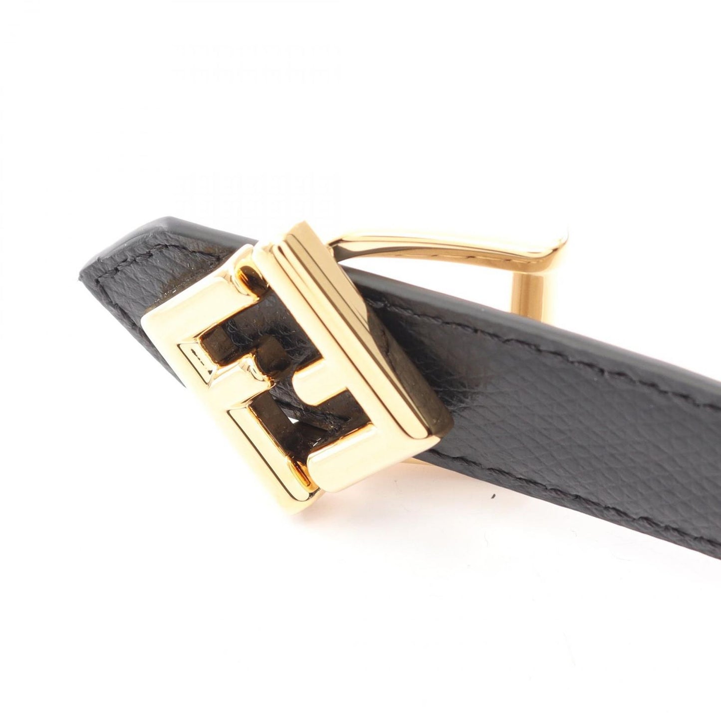 Fendi Belt FF Diamond Gold Reversible Beige Black Leather — view 2