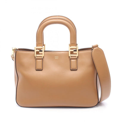 Fendi Handbag FF Tote Small 2-Way Camel Leather