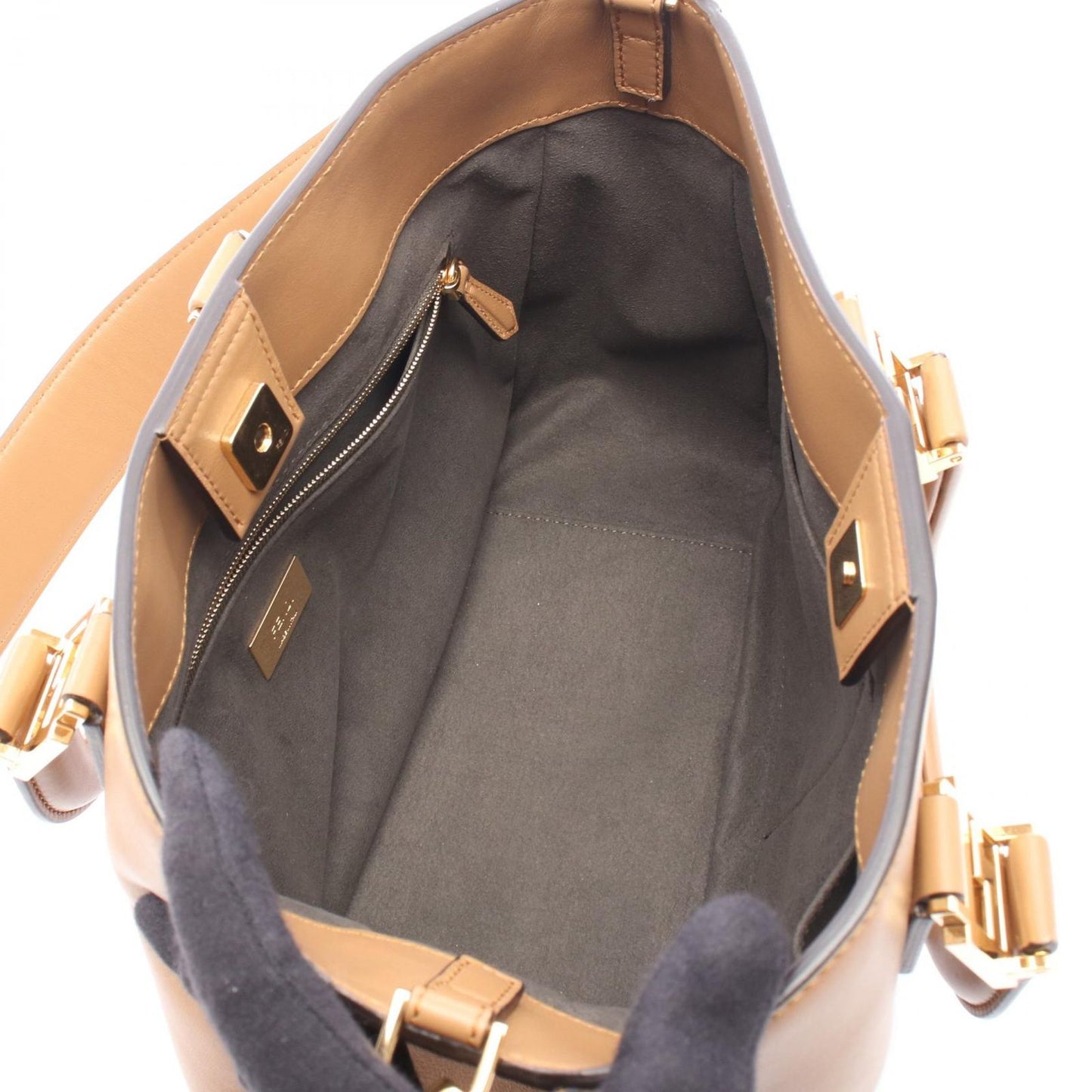 Fendi Handbag FF Tote Small 2-Way Camel Leather — view 3