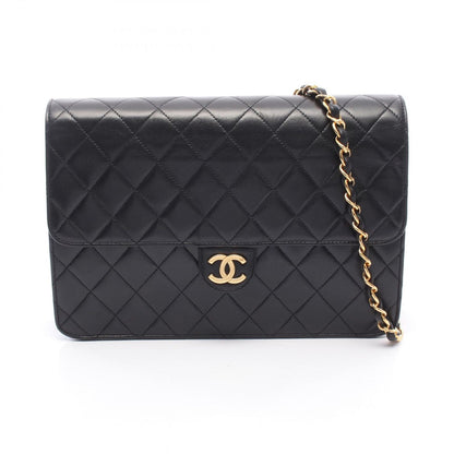 Chanel Shoulder Bag Quilted Black Lambskin Push Lock Chain