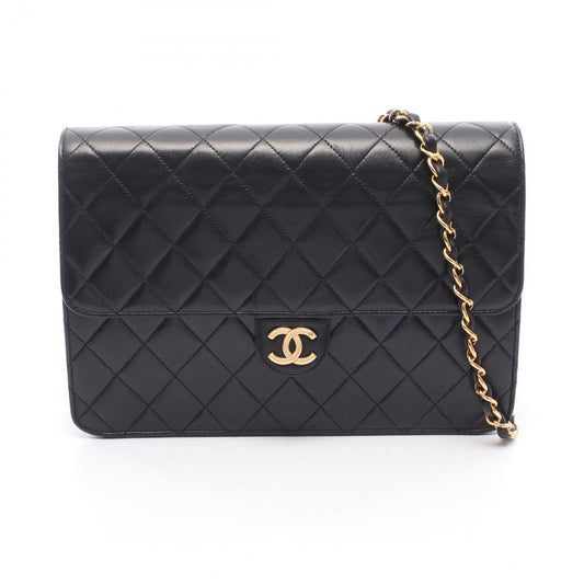 Chanel Shoulder Bag Quilted Black Lambskin Push Lock Chain