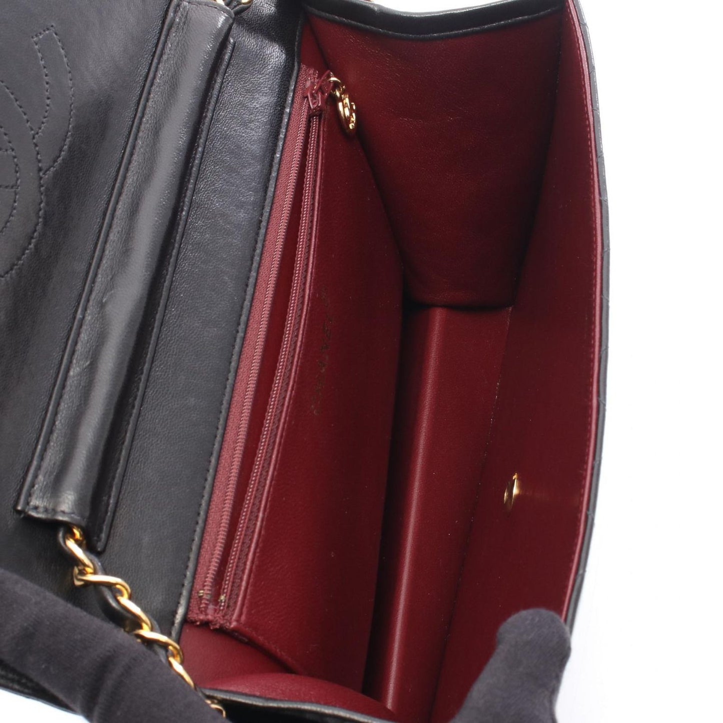 Chanel Shoulder Bag Quilted Black Lambskin Push Lock Chain — view 3