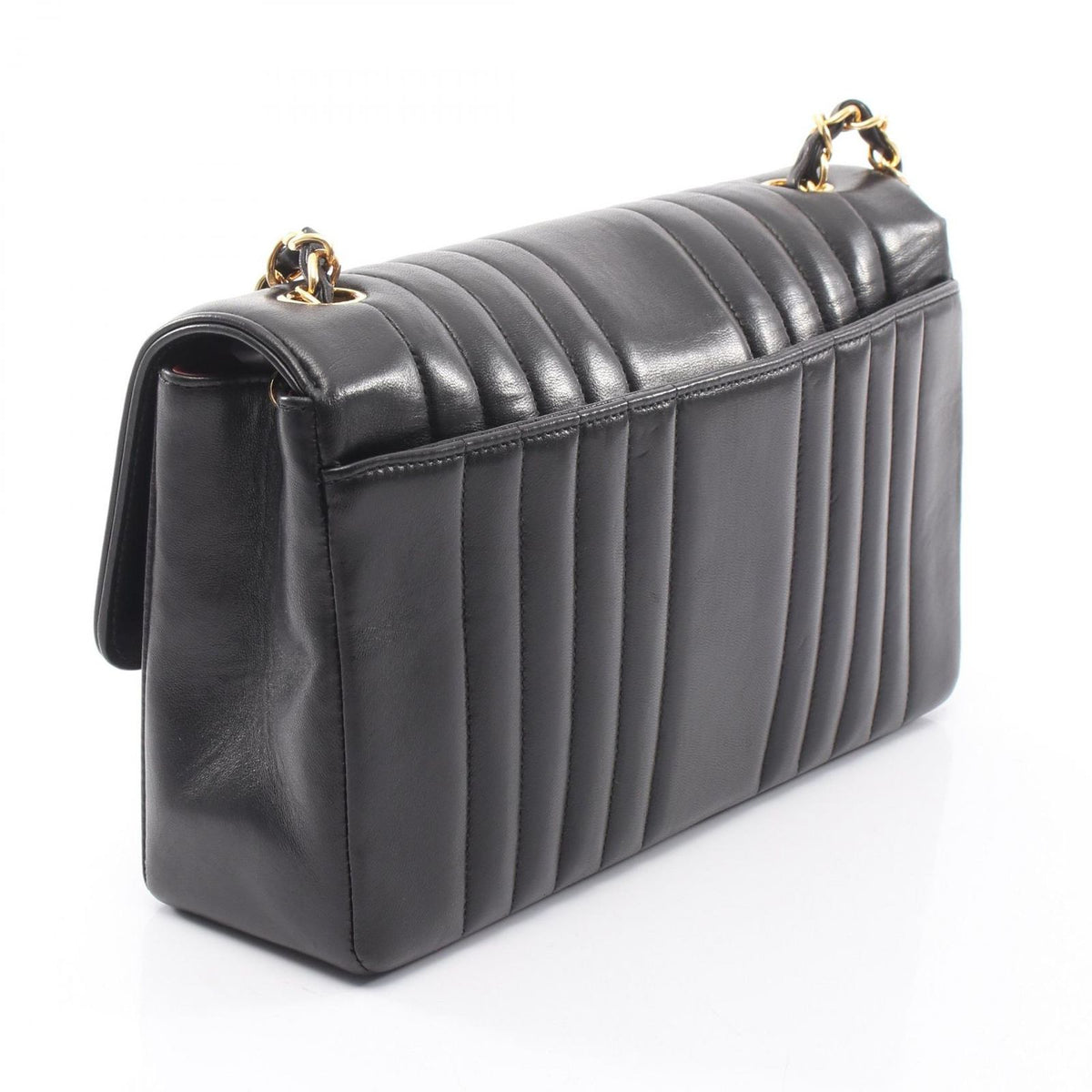 Chanel Shoulder Bag Mademoiselle Stitch Black Lambskin Chain — view 2