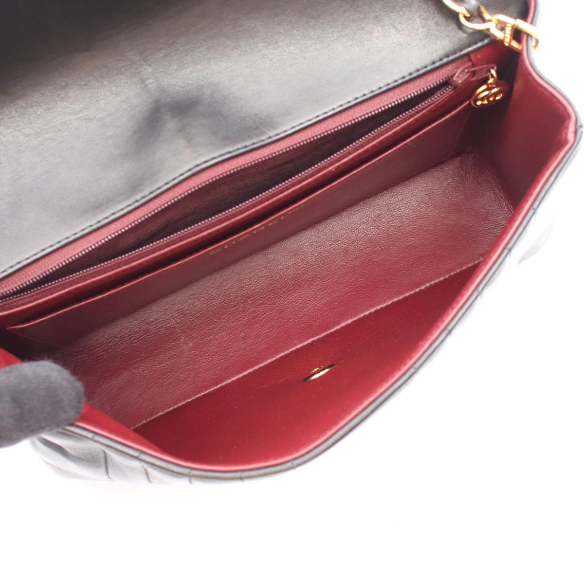 Chanel Shoulder Bag Mademoiselle Stitch Black Lambskin Chain — view 3