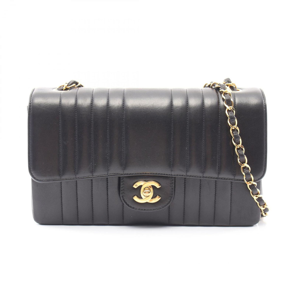 Chanel Shoulder Bag Mademoiselle Stitch Black Lambskin Chain
