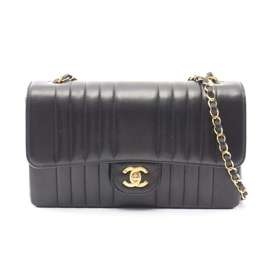 Chanel Shoulder Bag Mademoiselle Stitch Black Lambskin Chain