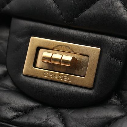 Chanel Shoulder Bag 2.55 Quilted Maxi Double Flap Black Calfskin Deca Chain — view 8