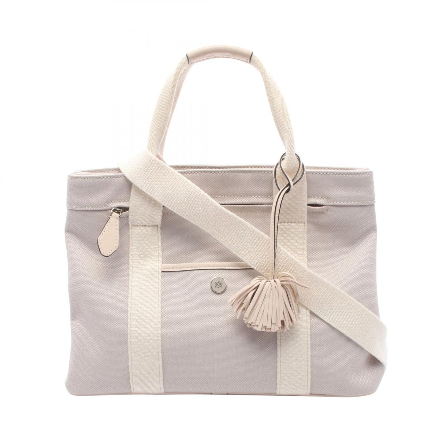 Loewe Tote Anagram 2-Way Light Gray Canvas Leather Handbag