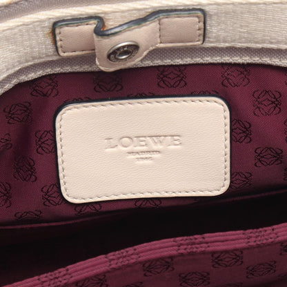 Loewe Tote Anagram 2-Way Light Gray Canvas Leather Handbag — view 4