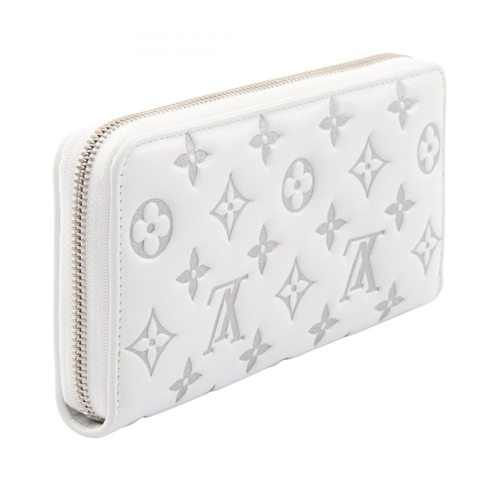 Louis Vuitton Round Wallet Zippy Monogram Coussan White Leather — view 2