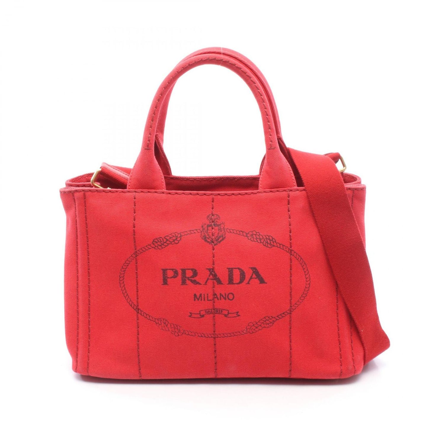 Prada Tote Canapa Mini 2-Way Red Canvas