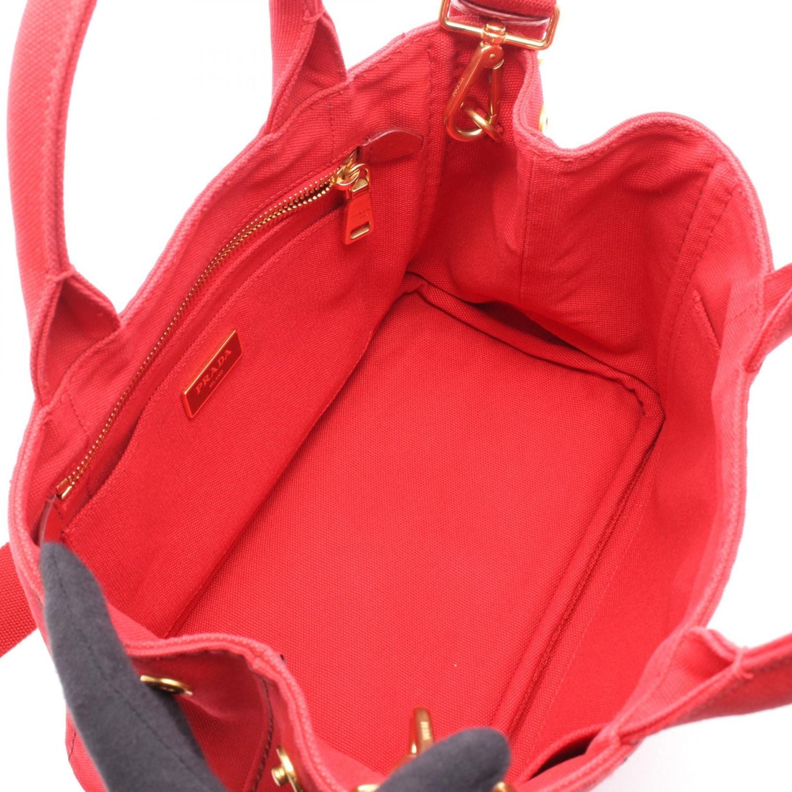 Prada Tote Canapa Mini 2-Way Red Canvas — view 3