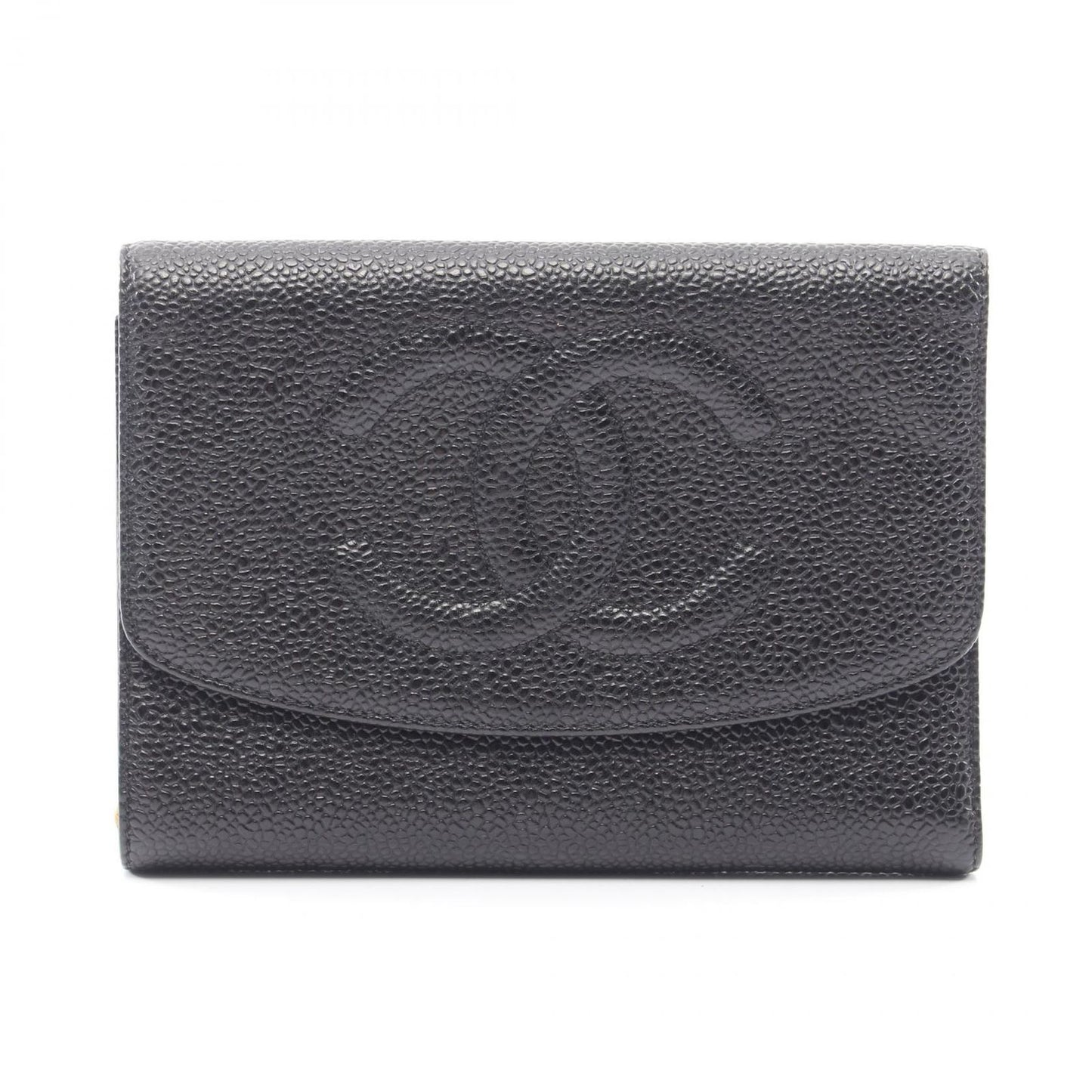 Chanel Trifold Wallet CC Logo Black Caviar Leather