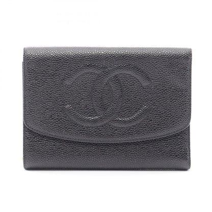 Chanel Trifold Wallet CC Logo Black Caviar Leather