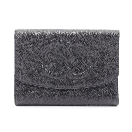 Chanel Trifold Wallet CC Logo Black Caviar Leather