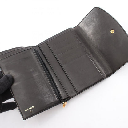Chanel Trifold Wallet CC Logo Black Caviar Leather — view 3