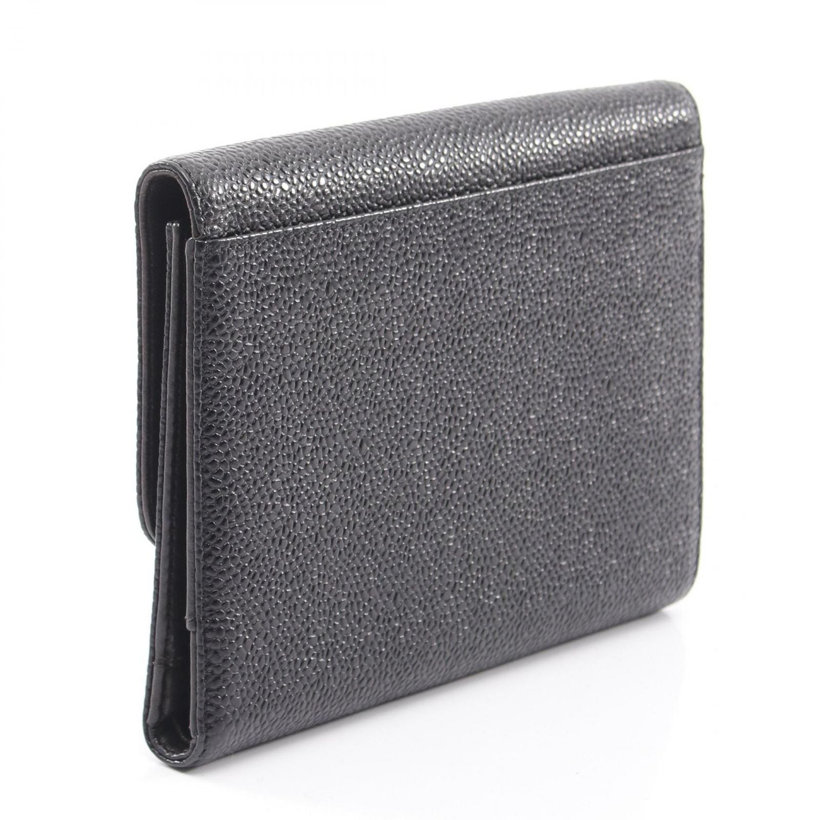 Chanel Trifold Wallet CC Logo Black Caviar Leather — view 2
