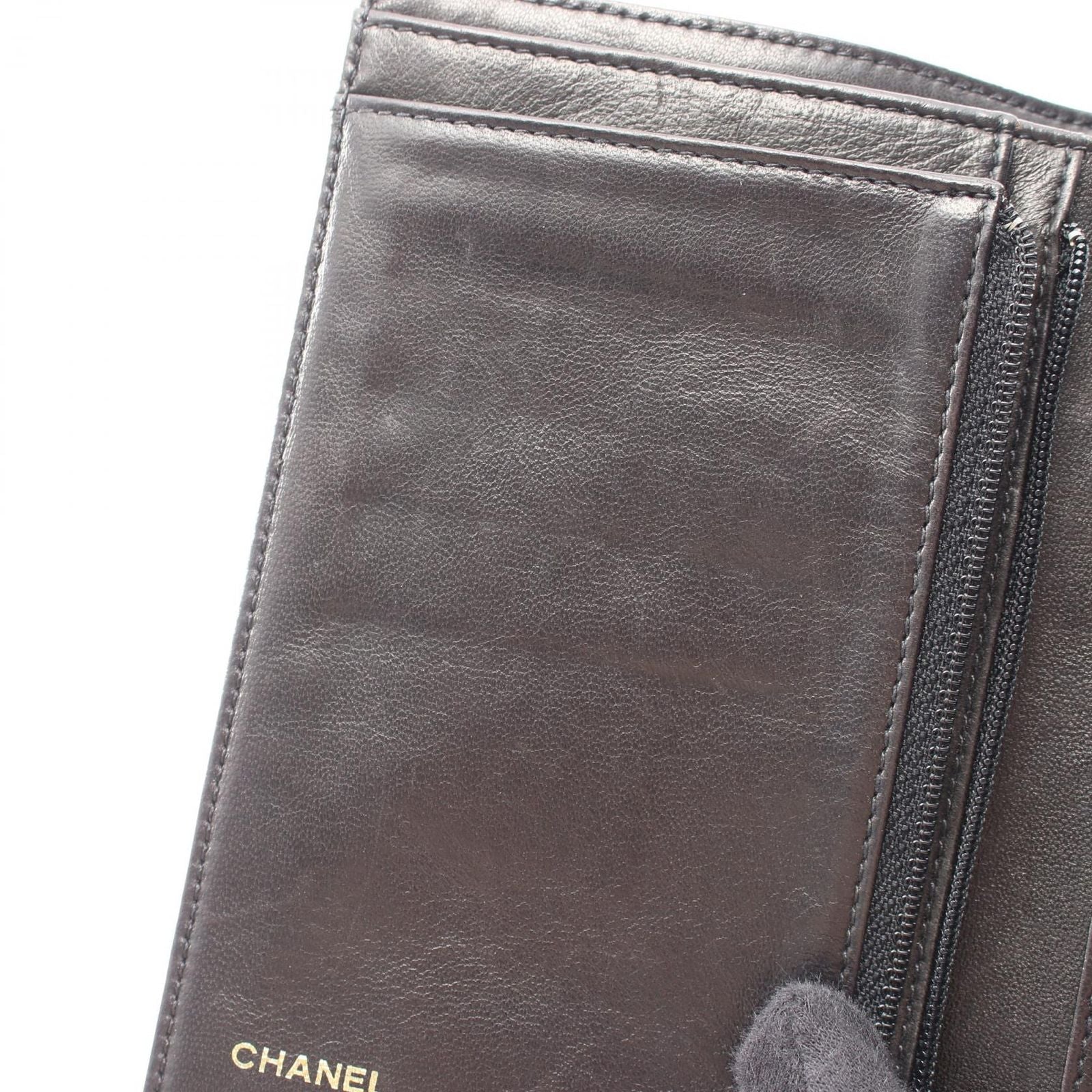Chanel Trifold Wallet CC Logo Black Caviar Leather — view 8