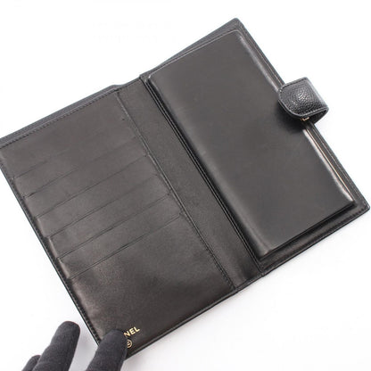 Chanel Bifold Wallet CC Logo Kiss Lock Black Caviar Leather — view 3