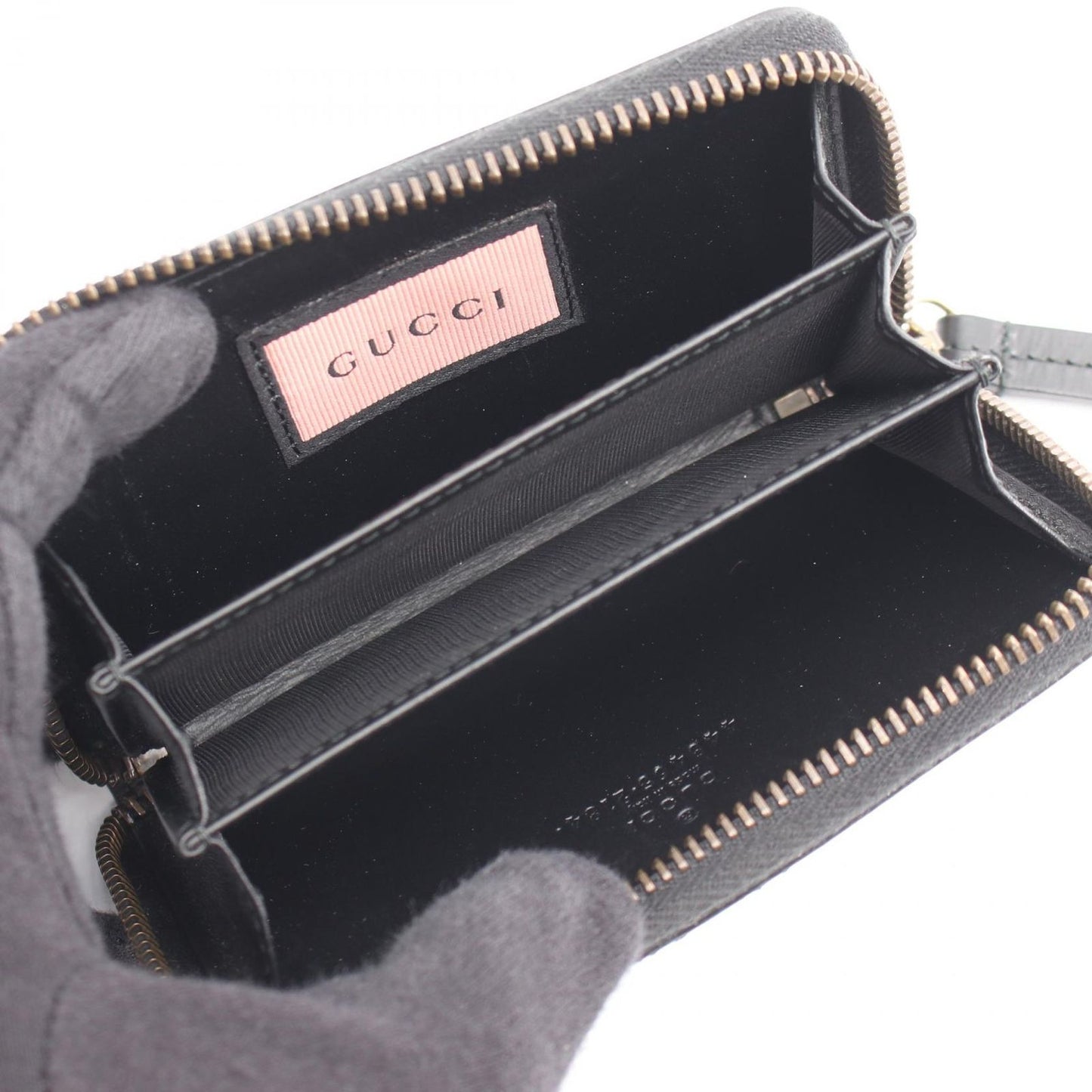 Gucci Coin Case Ghost Card Black Leather GG — view 3