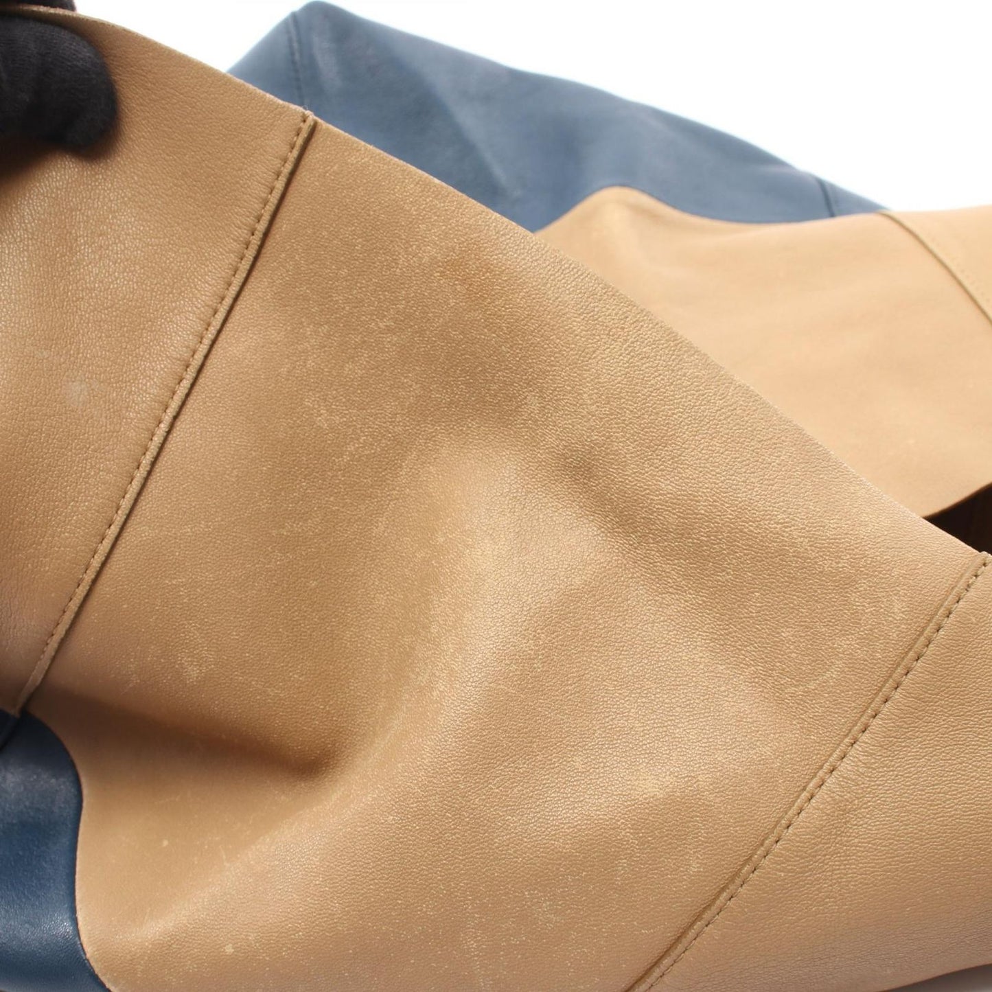 Celine Tote Horizontal Cabas Bicolor Beige Navy Leather — view 5