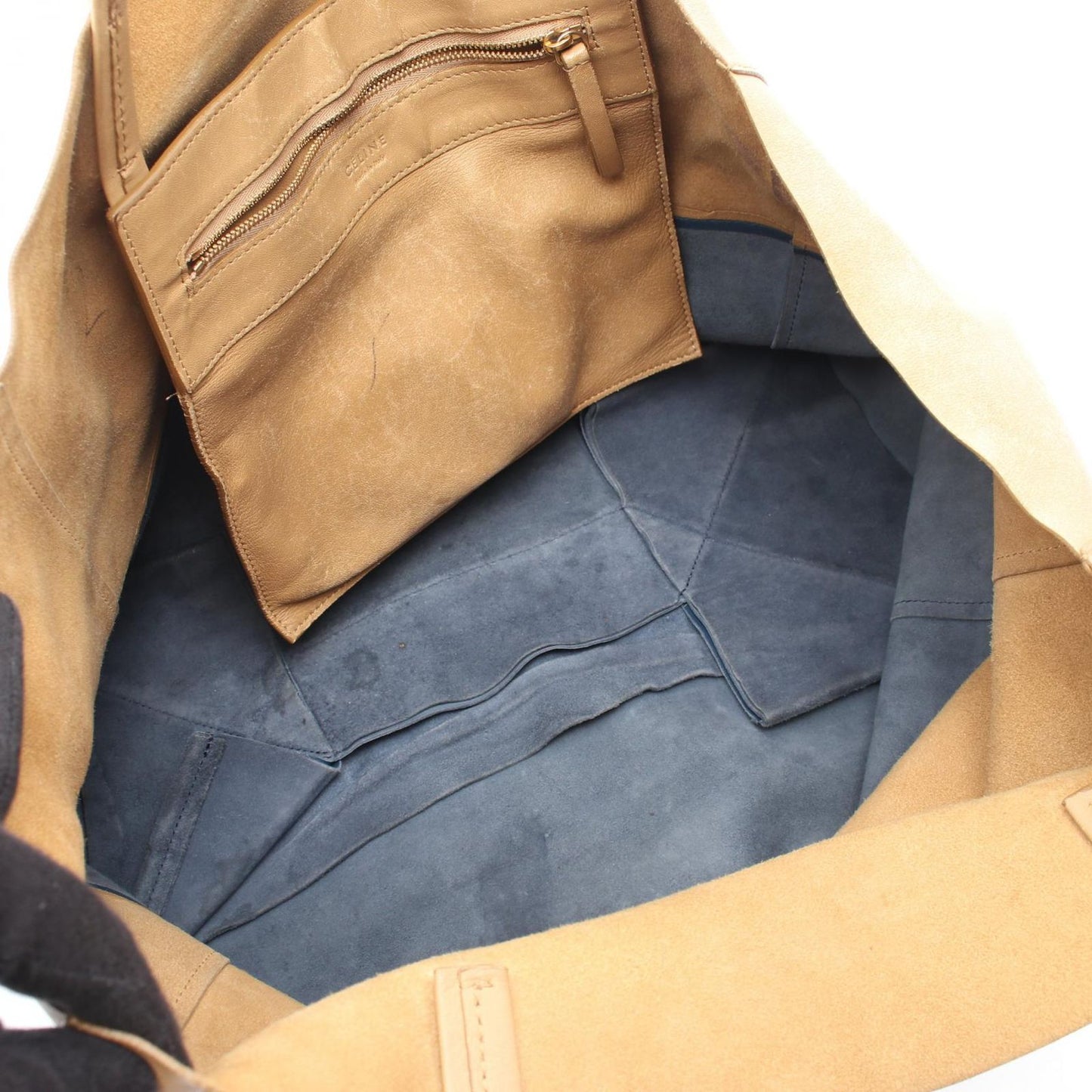 Celine Tote Horizontal Cabas Bicolor Beige Navy Leather — view 3