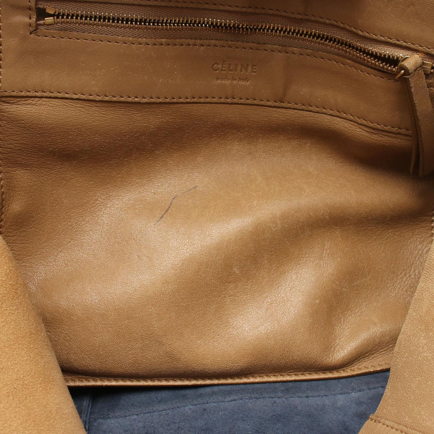 Celine Tote Horizontal Cabas Bicolor Beige Navy Leather — view 9
