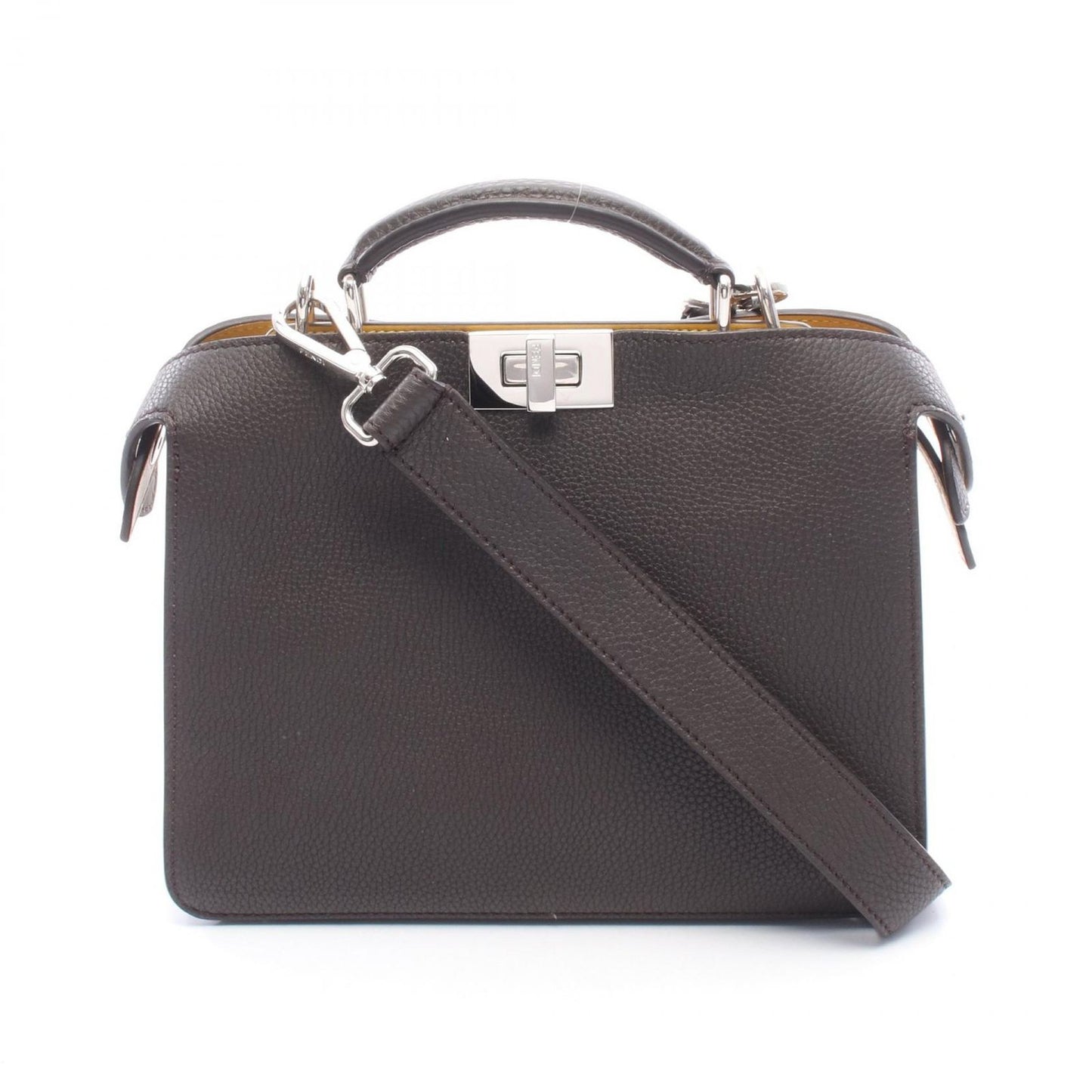 Fendi Handbag Peekaboo ISeeU Small 2-Way Dark Brown Leather