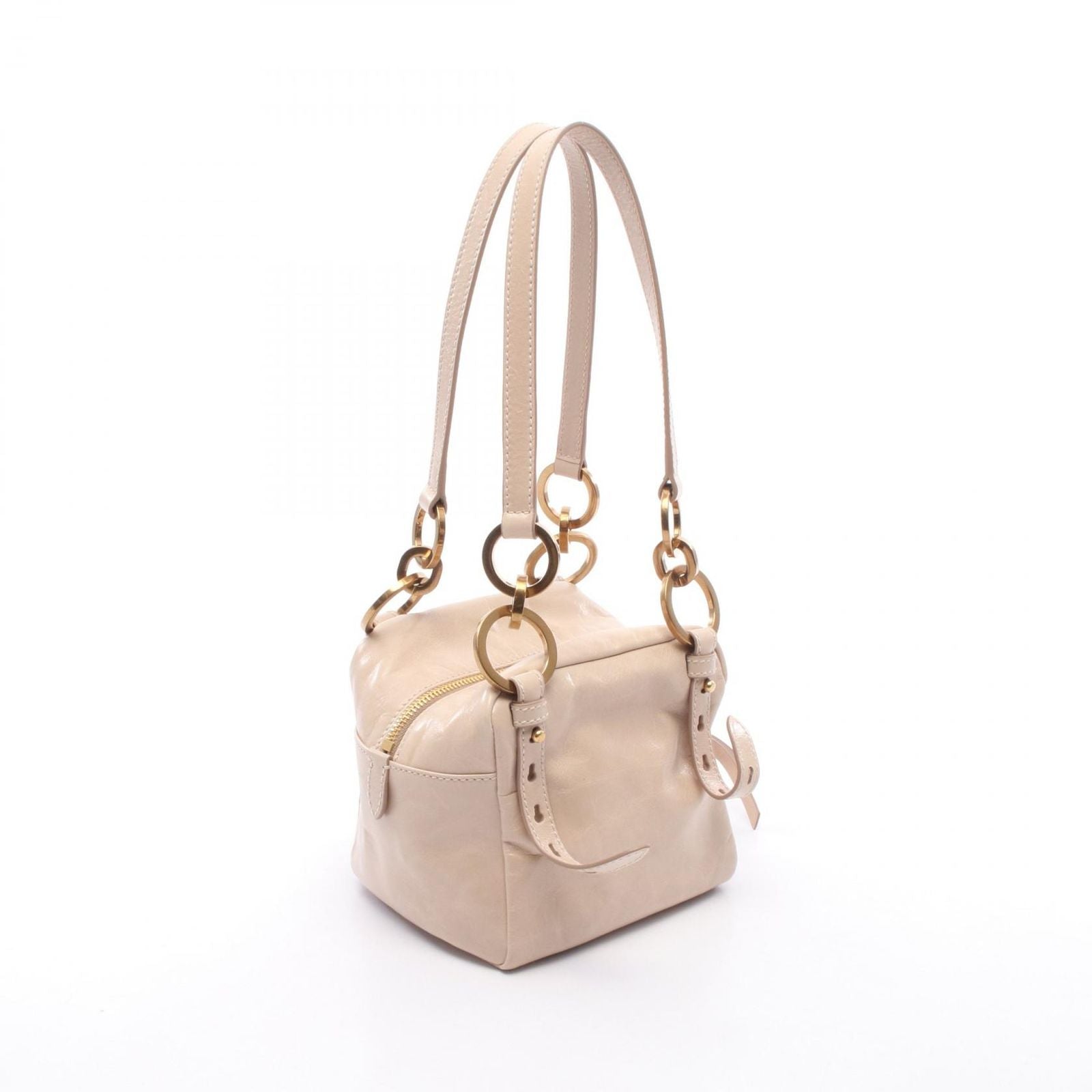 Prada Shoulder Bag Dangle Mini Pink Beige Leather Mini Top Handle — view 2