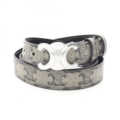 Celine Belt Triomphe Silver Gray Leather